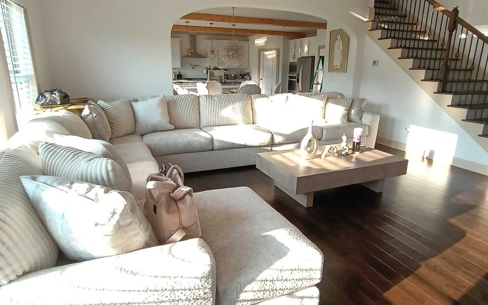 A finished two-storey living room after a Red Sky clean.